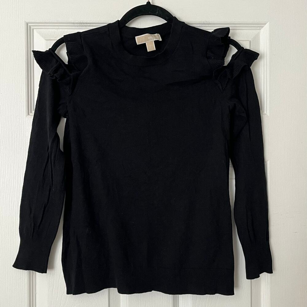 Michael Kors Ruffled Cold-Shoulder Sweater - Size S